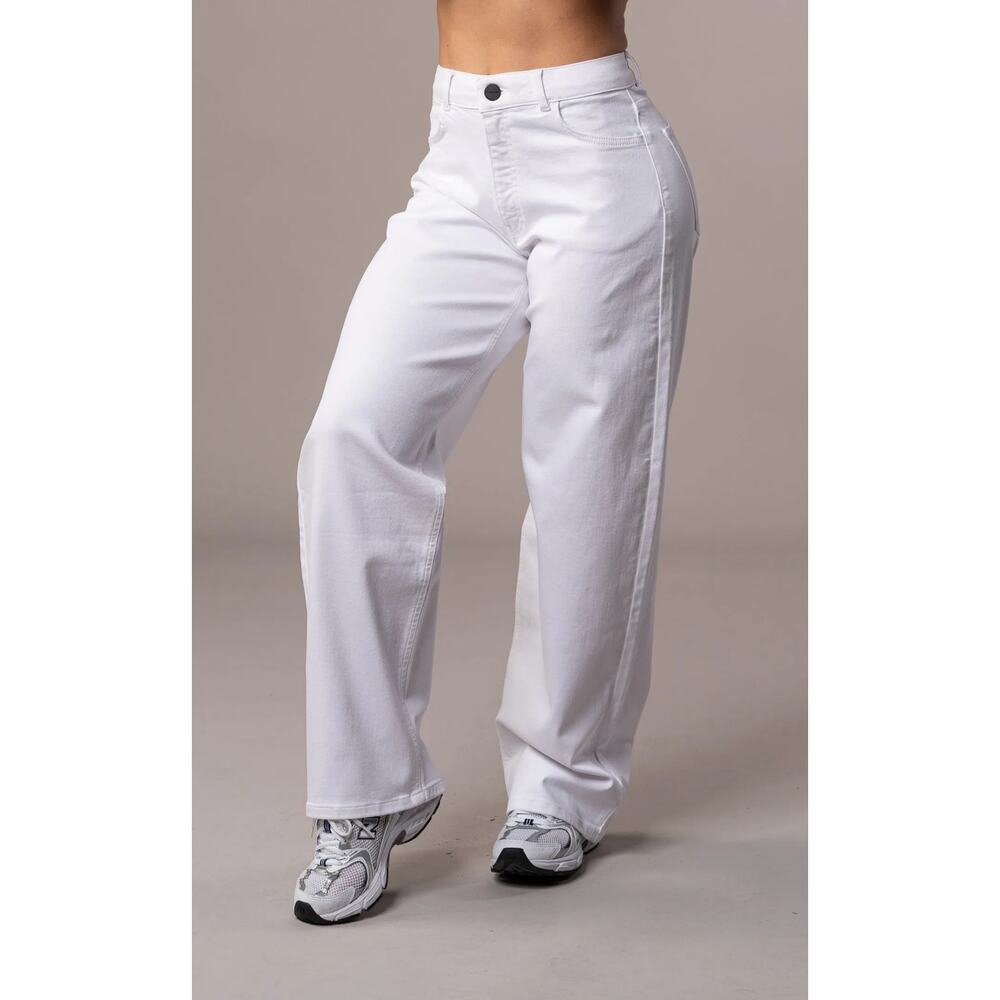 FITJEANS White Pastel Baggy Wide Leg Relaxed Jeans Sz M